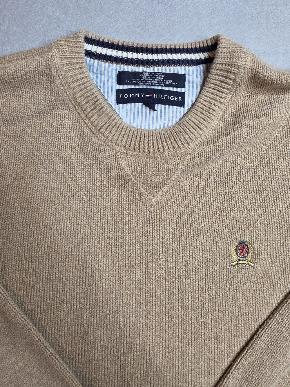 Tommy Hilfiger Men’s Crewneck Sweater in Camel XL